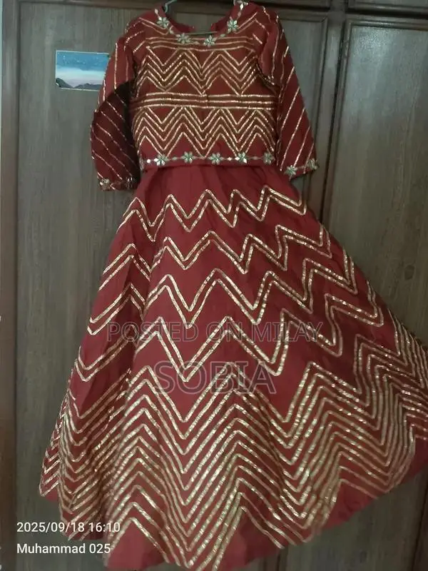 Elegant Gota Work Lehenga with Dupatta in Medium Size Rao Silk