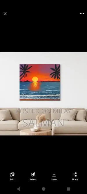 Acrylic Seascape Painting on Canvas - Last Light Ocean Scene