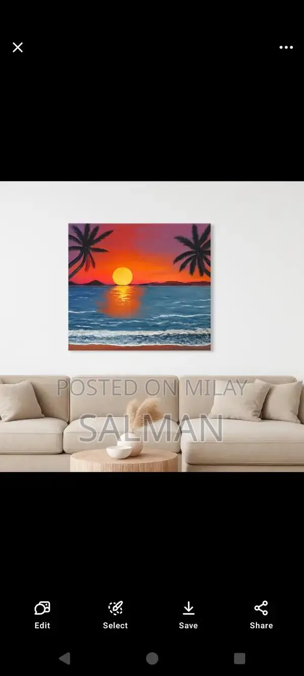 Acrylic Seascape Painting on Canvas - Last Light Ocean Scene