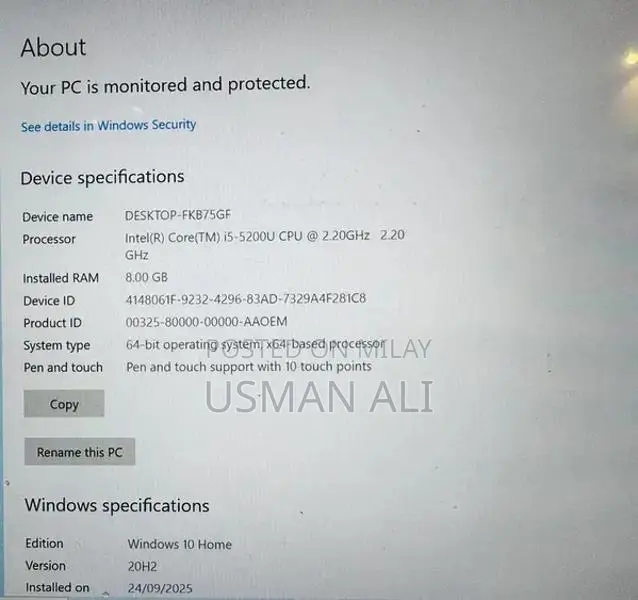 HP Spectre Laptop Core i5 5th Gen 8GB RAM 256GB SSD