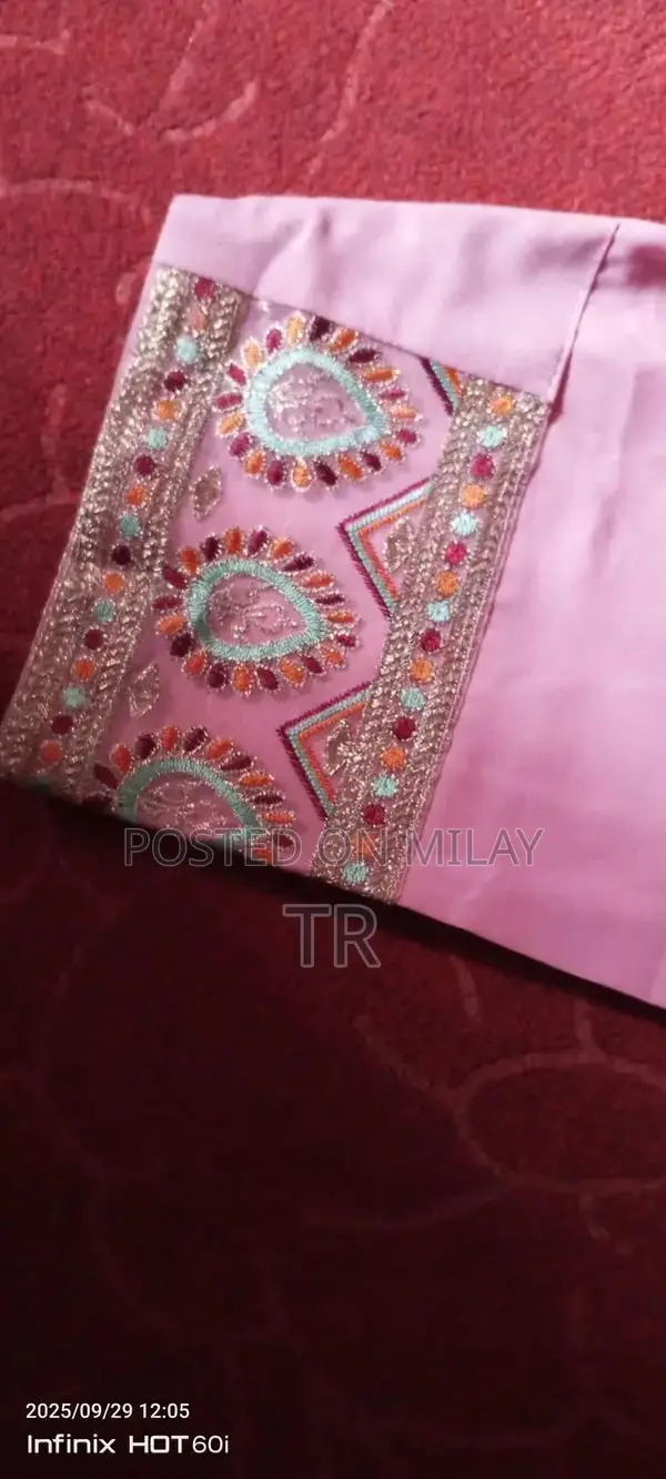 Women's Multicolor Organza Embroidered Indian Style Dress