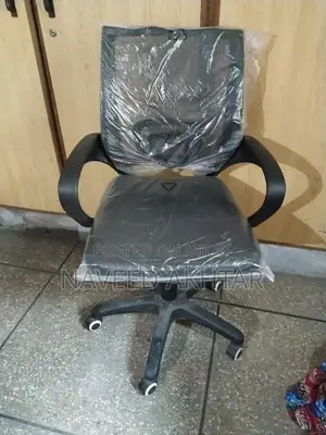 Office Furniture Set: Chair, Table, and Plastic Stools