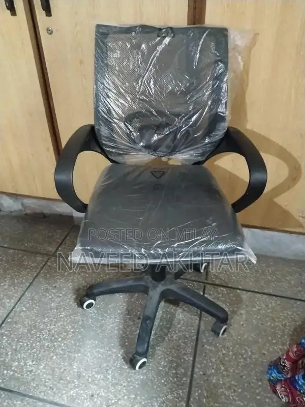 Office Furniture Set: Chair, Table, and Plastic Stools