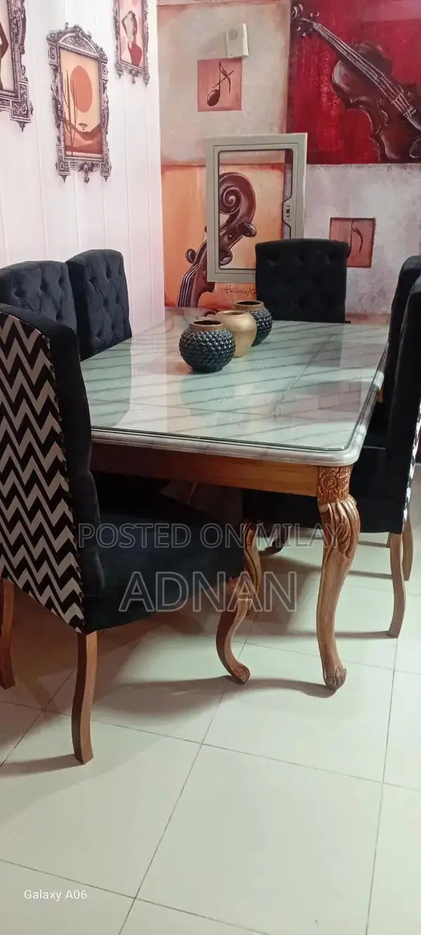 Solid Wood Dining Table with 6 Chairs