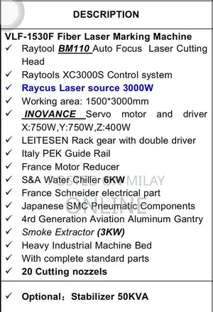 3000W CNC Fiber Laser Metal Cutting Machine Industrial Grade