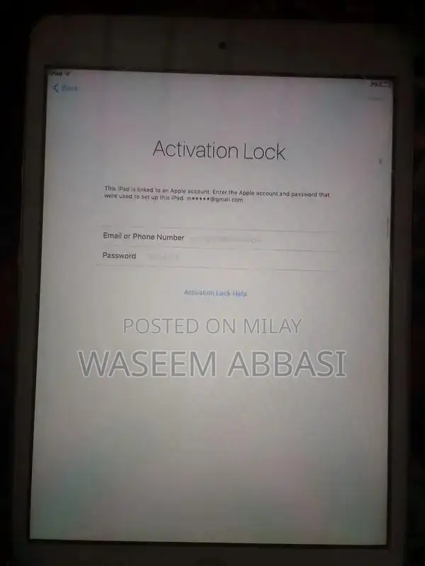 iPad Tablet with Software Reset and Disabled Status