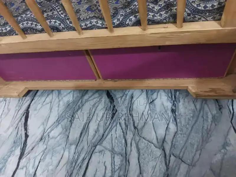 Wooden Baby Cot with Stainless Steel Frame and Foam Mattress