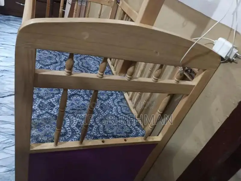 Wooden Baby Cot with Stainless Steel Frame and Foam Mattress