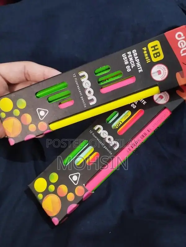 Deli Neon HB Graphite Pencils - 24 Pre-Sharpened School/Office Pencils
