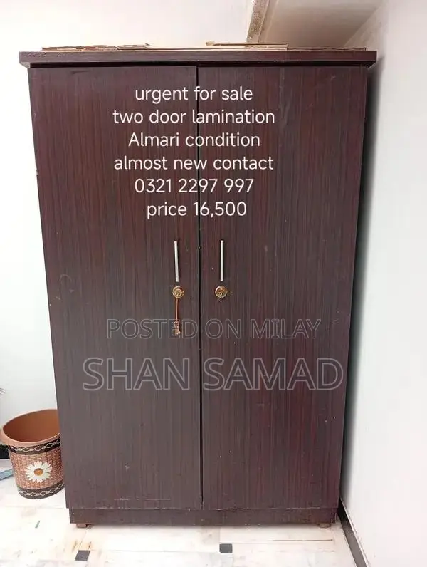Two-Door Laminated Wardrobe - 46x73 Inches, Excellent Condition