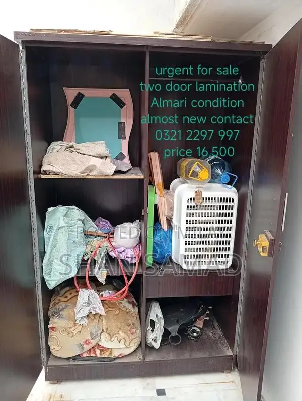 Two-Door Laminated Wardrobe - 46x73 Inches, Excellent Condition