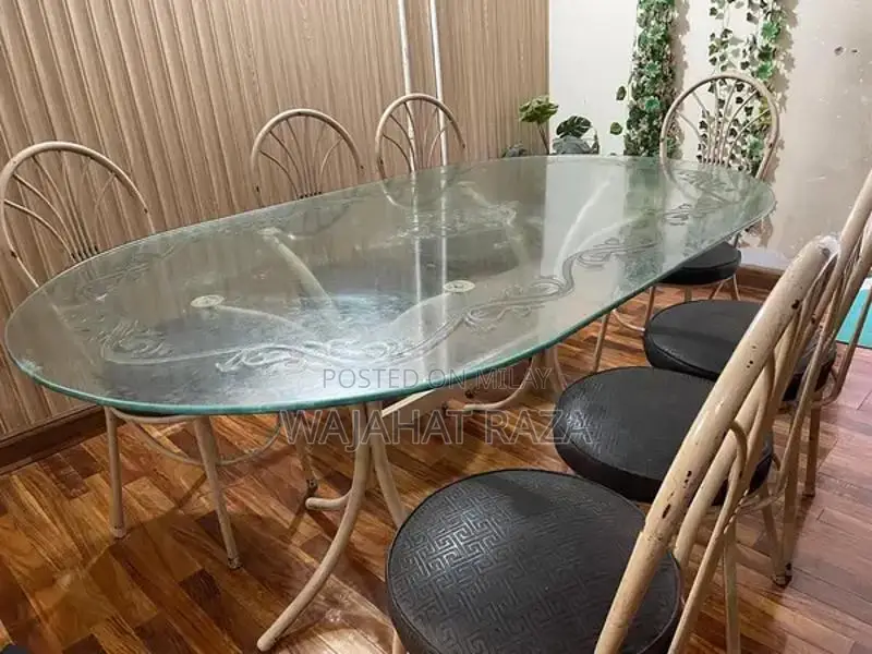 Solid Iron Dining Table with 8 Matching Chairs