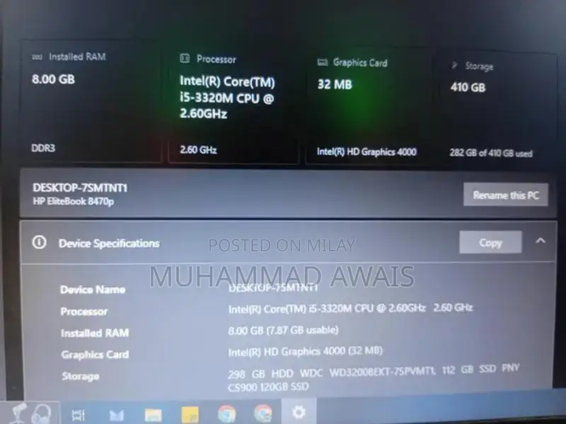 HP Elitebook 8470p Laptop - SSD, 8GB RAM, Windows 10