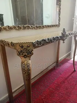 Photo - Vintage Iron Console Mirror with Matching Side Table