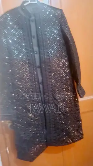 Sherwin Black 2-Piece Velvet Sherwani with Inner and Upper Coat