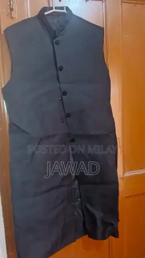 Sherwin Black 2-Piece Velvet Sherwani with Inner and Upper Coat