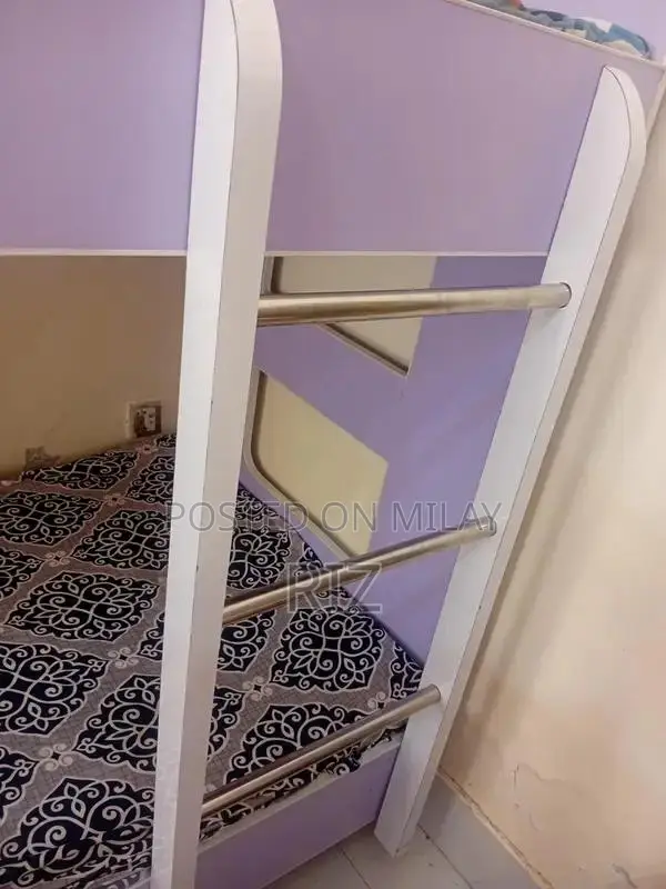 Sturdy Lilac MDF Bunk Bed with Matching Mattresses