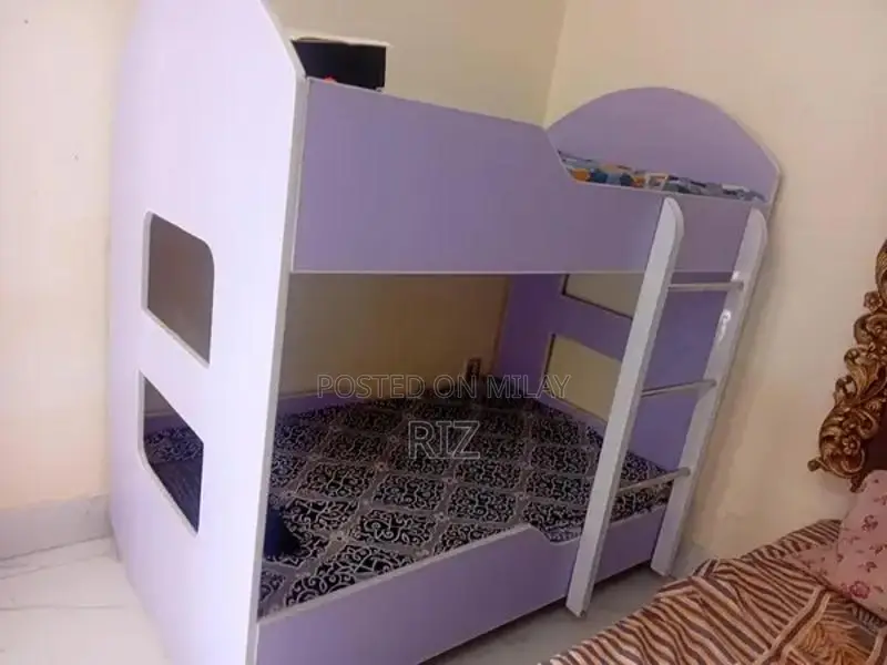 Sturdy Lilac MDF Bunk Bed with Matching Mattresses