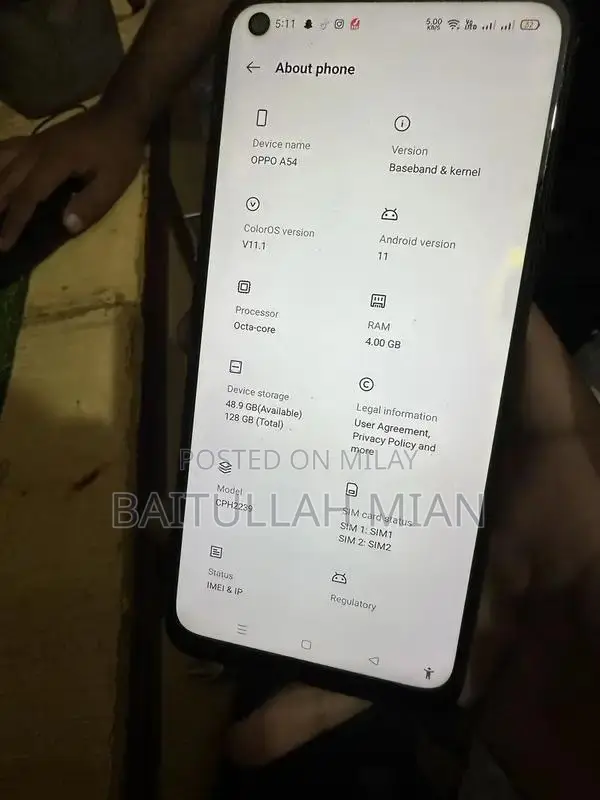 Android Smartphone 4GB RAM 128GB Storage Oppo A54