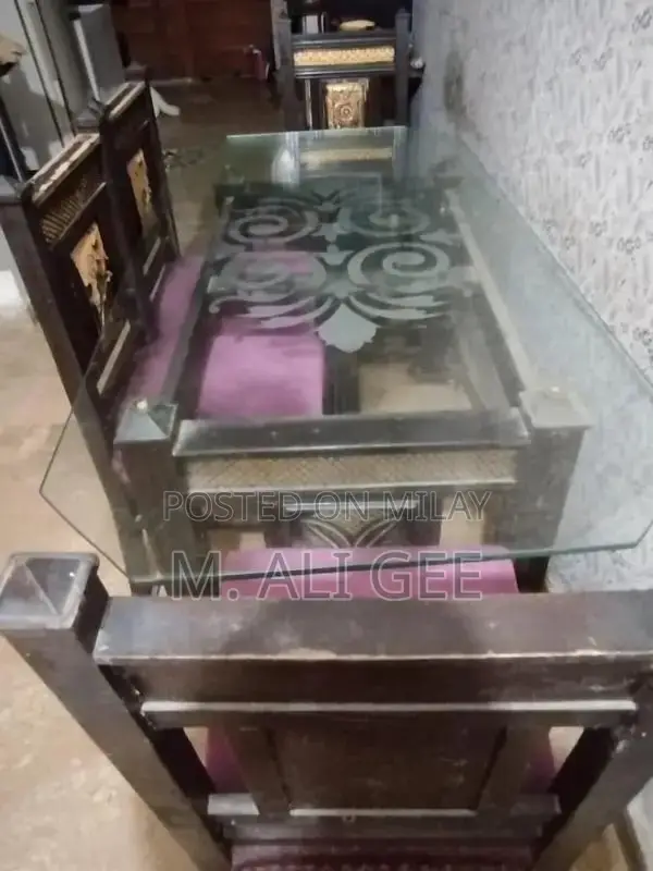 Modern Glass Dining Table with Wooden Frame