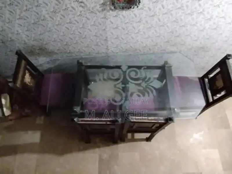 Modern Glass Dining Table with Wooden Frame