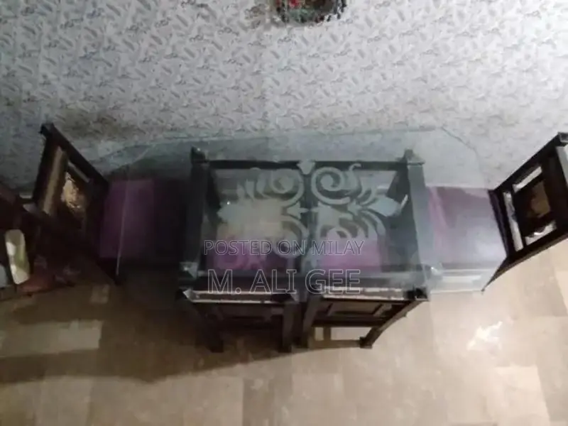 Modern Glass Dining Table with Wooden Frame