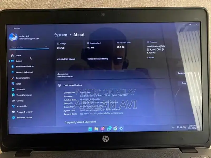 HP EliteBook 840 G1 Laptop - Core i5, 12GB RAM, 128GB SSD