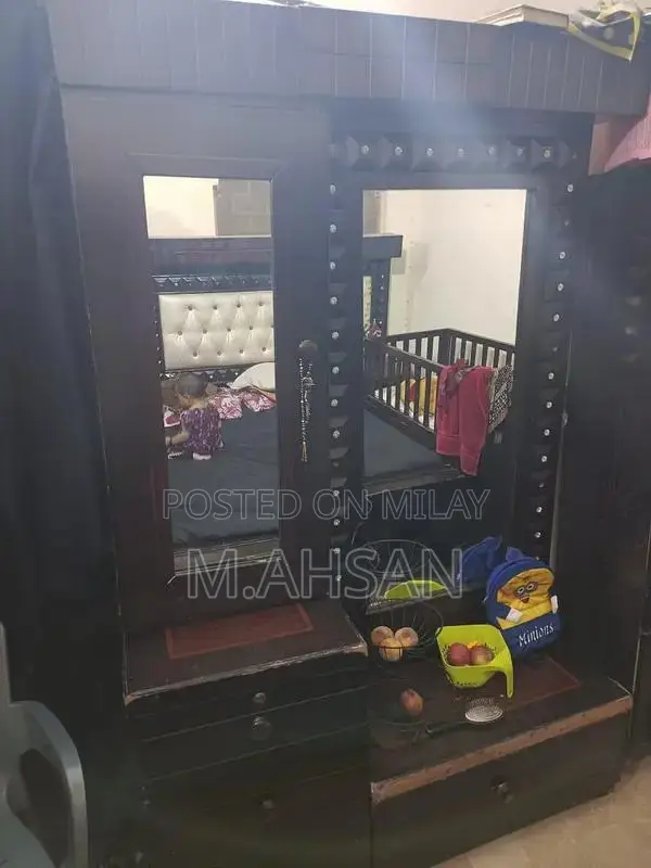 Complete Bedroom Set: King Size Bed with Bedside Table and Wardrobe