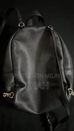 Victoria's Secret Mini Black and Gold Backpack with Chain Details