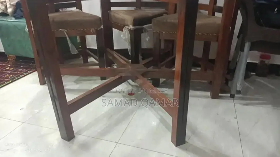 Wooden Dining Table - Six-Seater Durable Surface