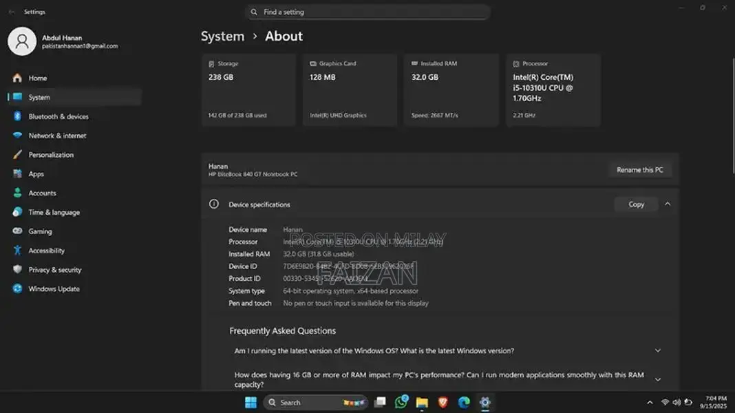 HP EliteBook 840 G7 Business Laptop - 10th Gen Core i5