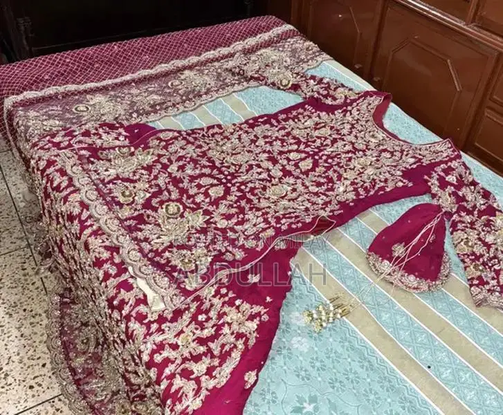 Designer Bridal Farshi Lehnga with Crystal Embroidery - Dark Pink