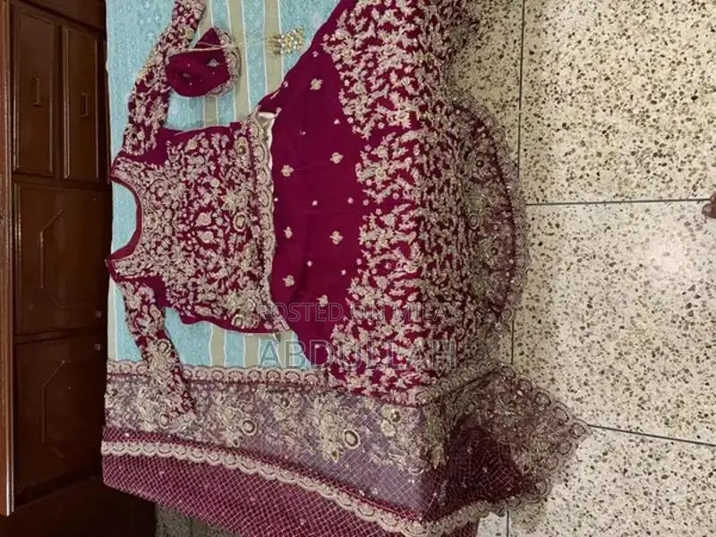 Designer Bridal Farshi Lehnga with Crystal Embroidery - Dark Pink