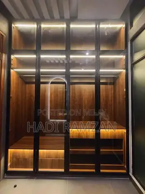 Photo - Modern 8x9 Ft MDF Wardrobe with Glass & Aluminum Doors