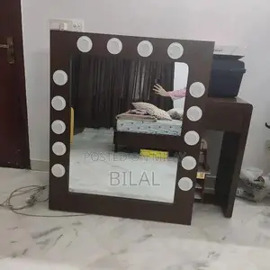 Classic Walnut Wood Dresser with Illuminated Mirror