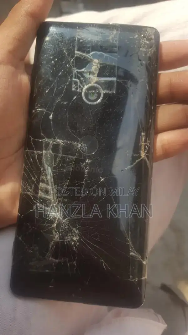 Damaged Sony Smartphone with Broken Panel and Back