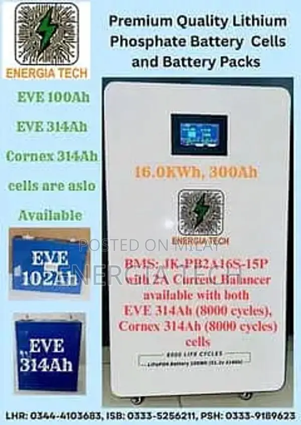 EVE Lithium Battery Cells with JK BMS - Multiple Configurations
