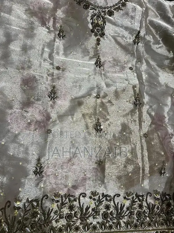 Lama Tissue Shirt with Pink Net Katdana Fabric Unstitched Set