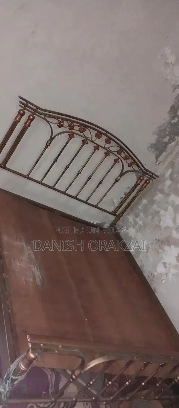 Vintage Iron Bed Frame with Side Boxes