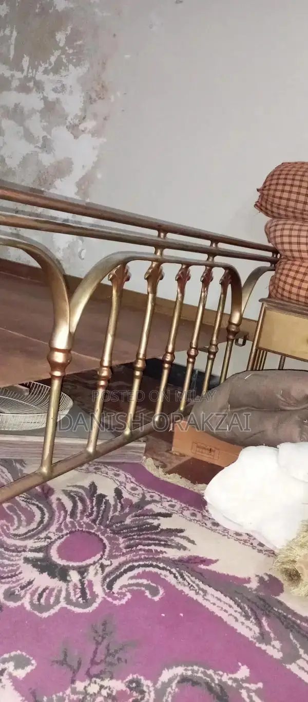 Vintage Iron Bed Frame with Side Boxes