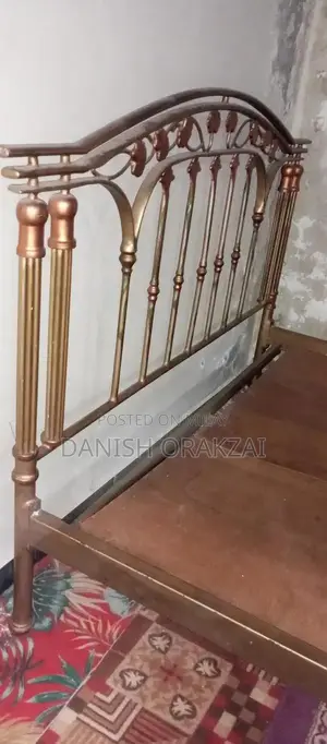 Vintage Iron Bed Frame with Side Boxes