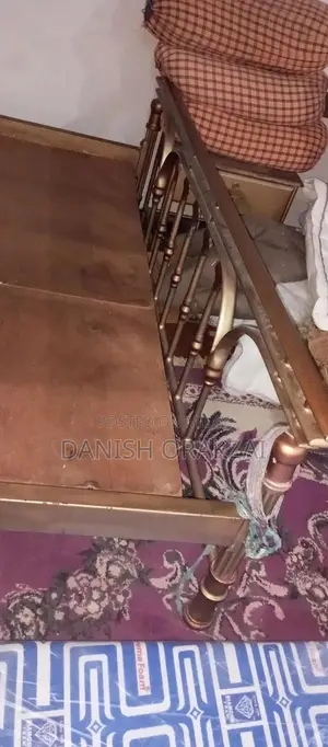 Vintage Iron Bed Frame with Side Boxes