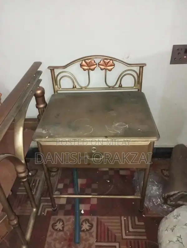Vintage Iron Bed Frame with Side Boxes