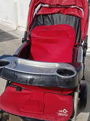 Large Leather Kids Stroller with Storage Compartment