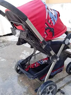 Large Leather Kids Stroller with Storage Compartment