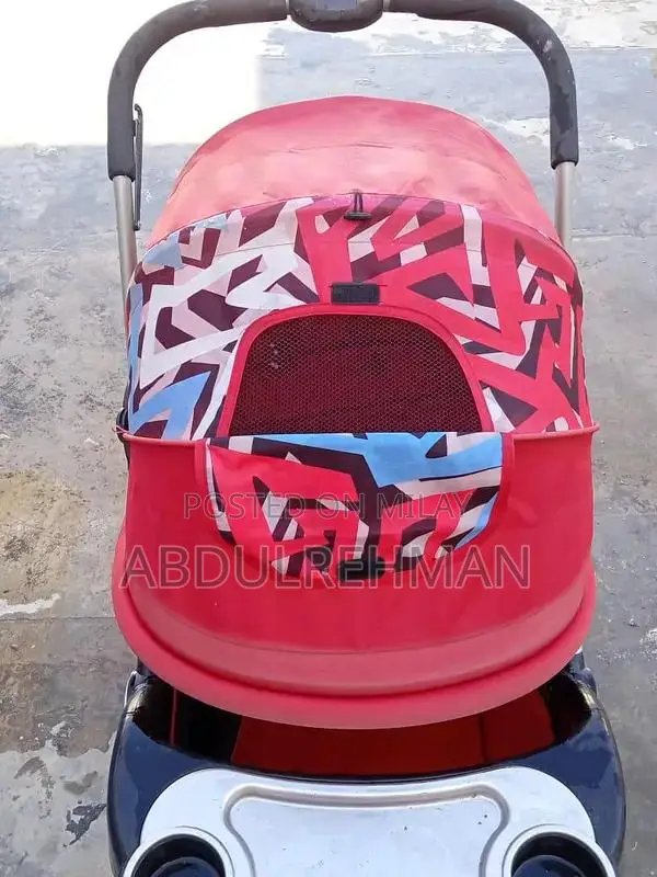 Large Leather Kids Stroller with Storage Compartment