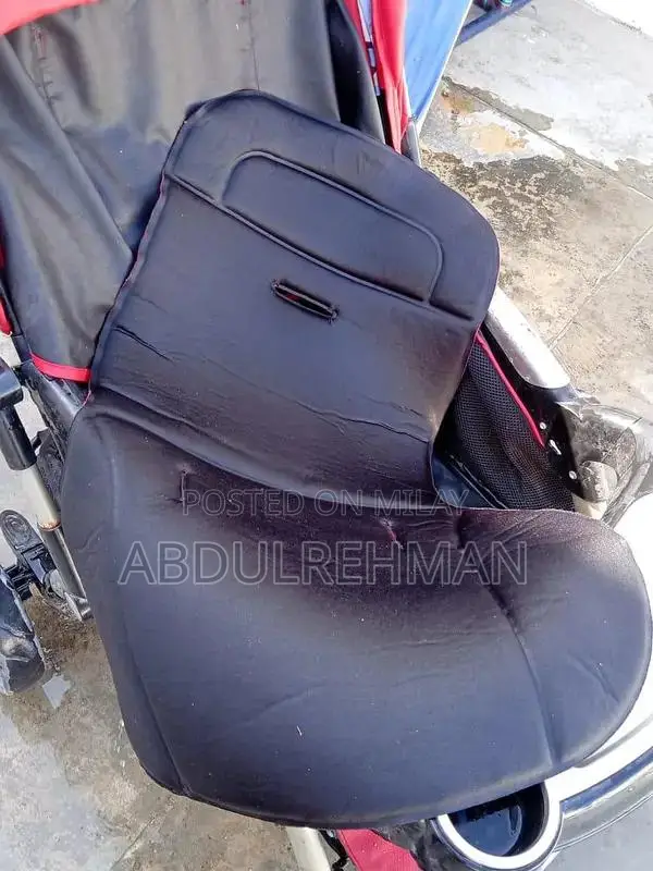 Large Leather Kids Stroller with Storage Compartment