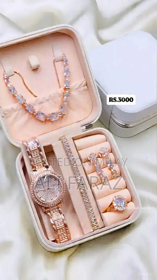 Vintage Jewelry Set with Watch, Rings, Necklace, Earrings, and Bracele