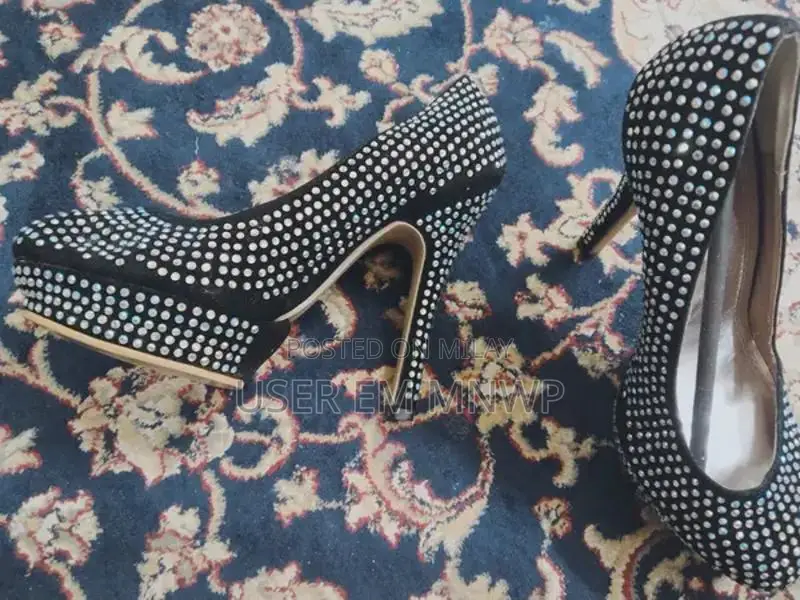 Elegant Black Rhinestone Heels - Stylish UK Import Women's Evening Sho