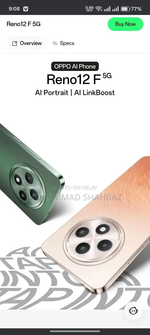 Oppo Reno 12 5G Smartphone Green Edition